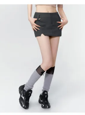 (Final Sale）Black & Grey Low-rise Blazer Mini Skirt