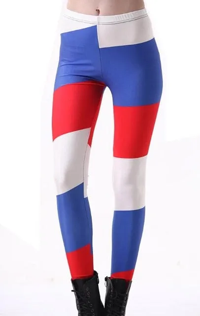 Full Length Fitness Leggings American Flag Print Women Workout Pants 2xL 3xl 4XL Plus Size Leggins For Girls