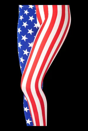 Full Length Fitness Leggings American Flag Print Women Workout Pants 2xL 3xl 4XL Plus Size Leggins For Girls