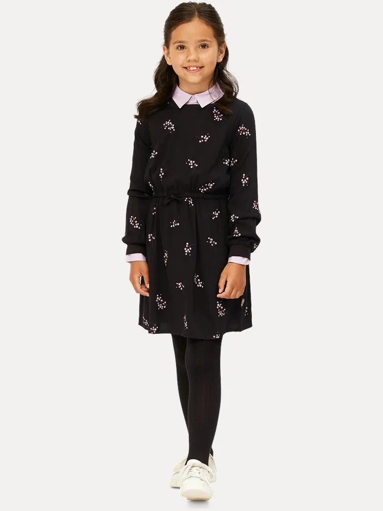 Girl's Long-sleeved Dress - Black