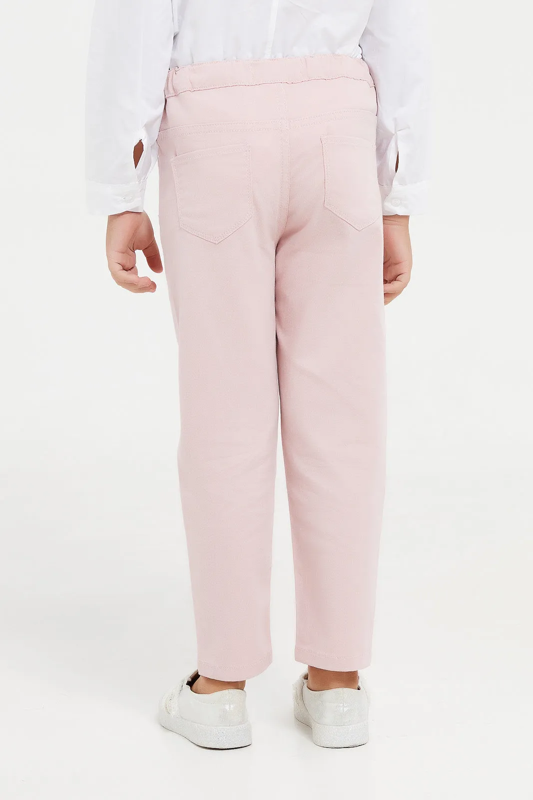 Girls Pink Plain Jogger