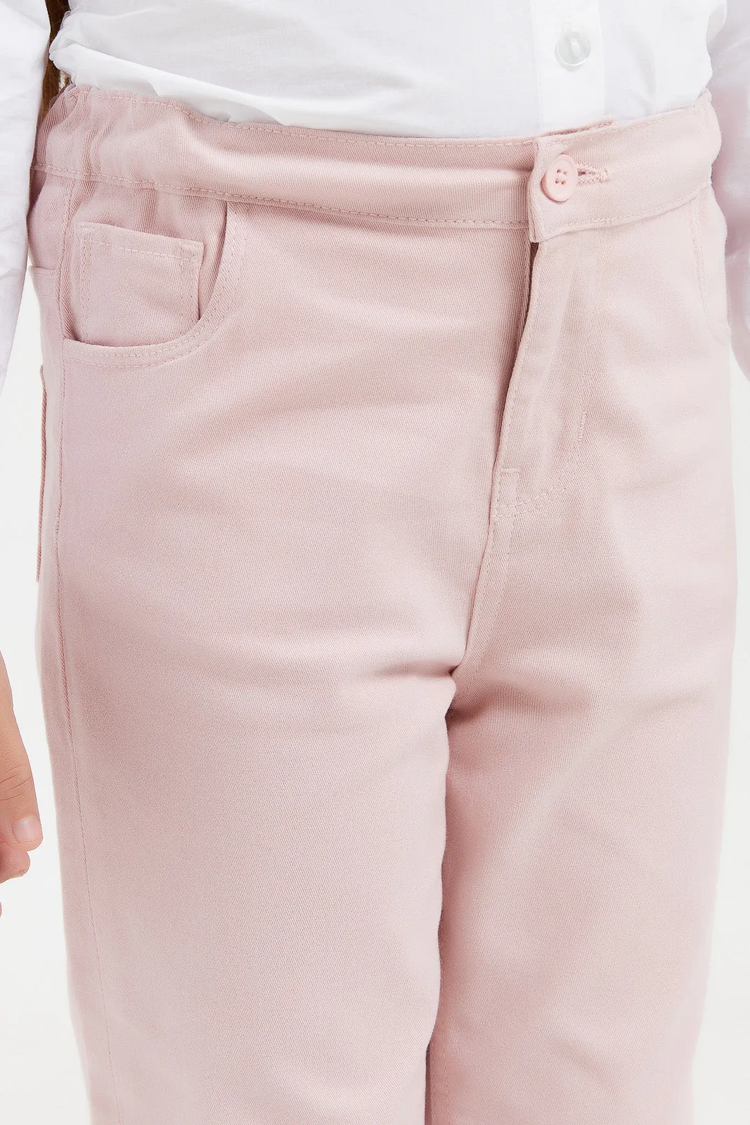 Girls Pink Plain Jogger