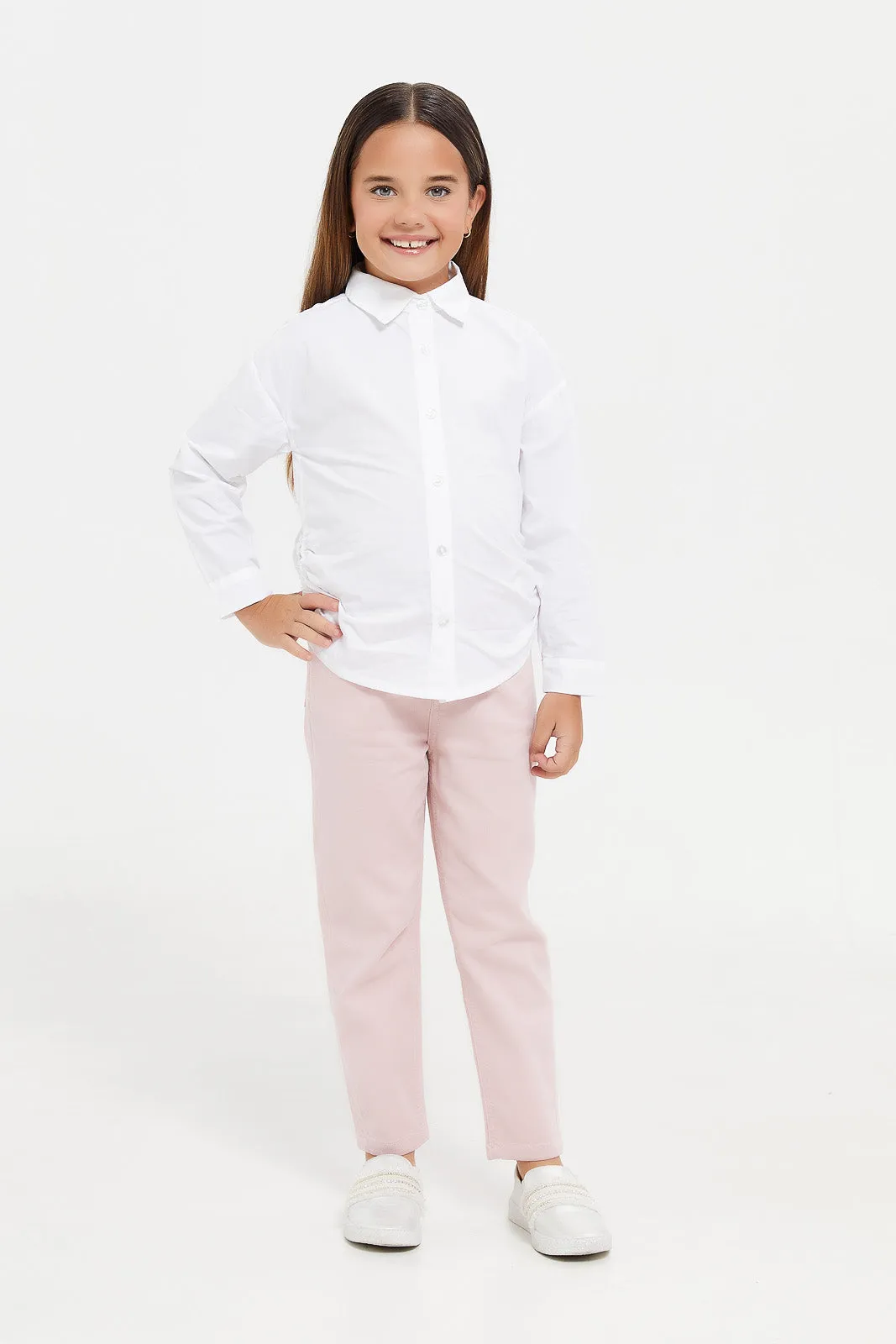 Girls Pink Plain Jogger