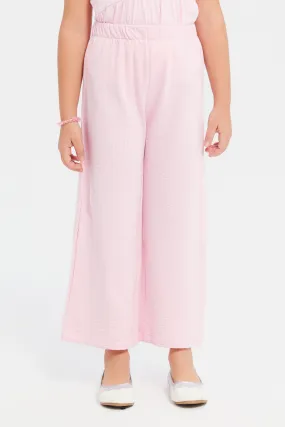 Girls Pink Textured Trousers