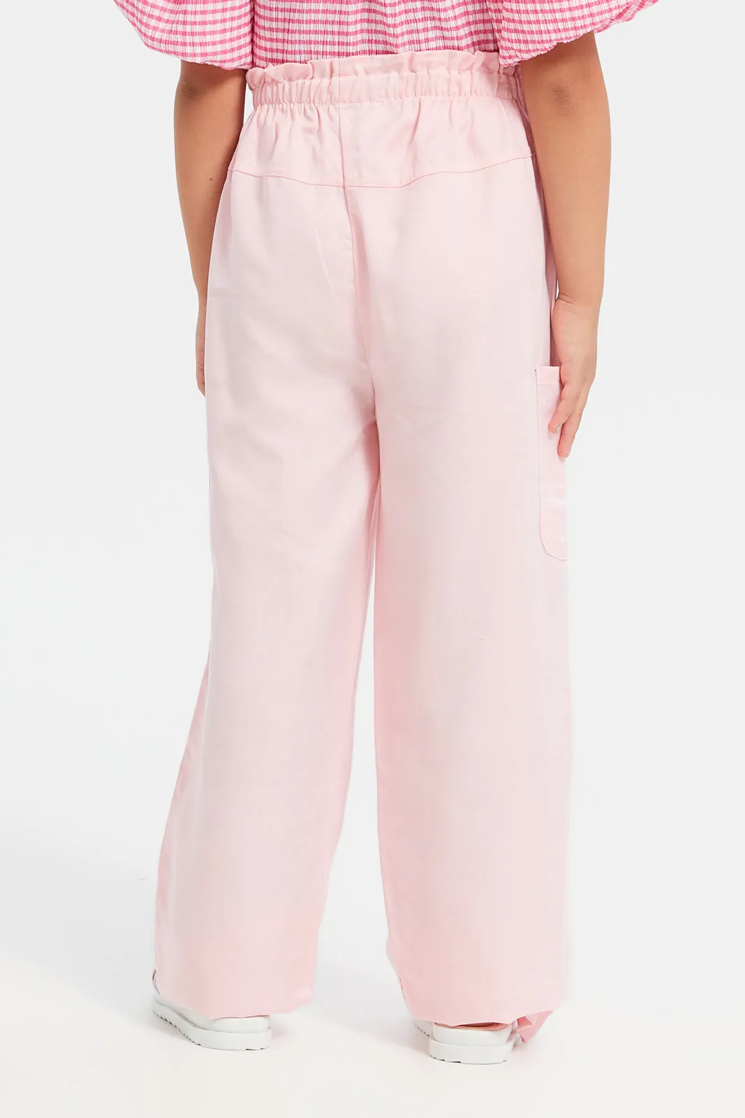Girls Pink Wide Leg With Pockets Trousers