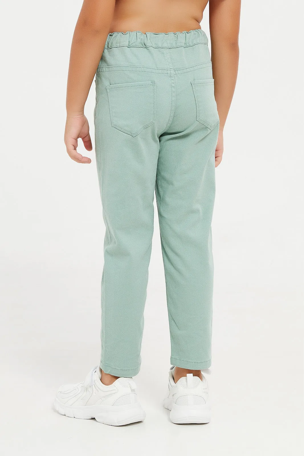 Girls Teal Plain Jogger