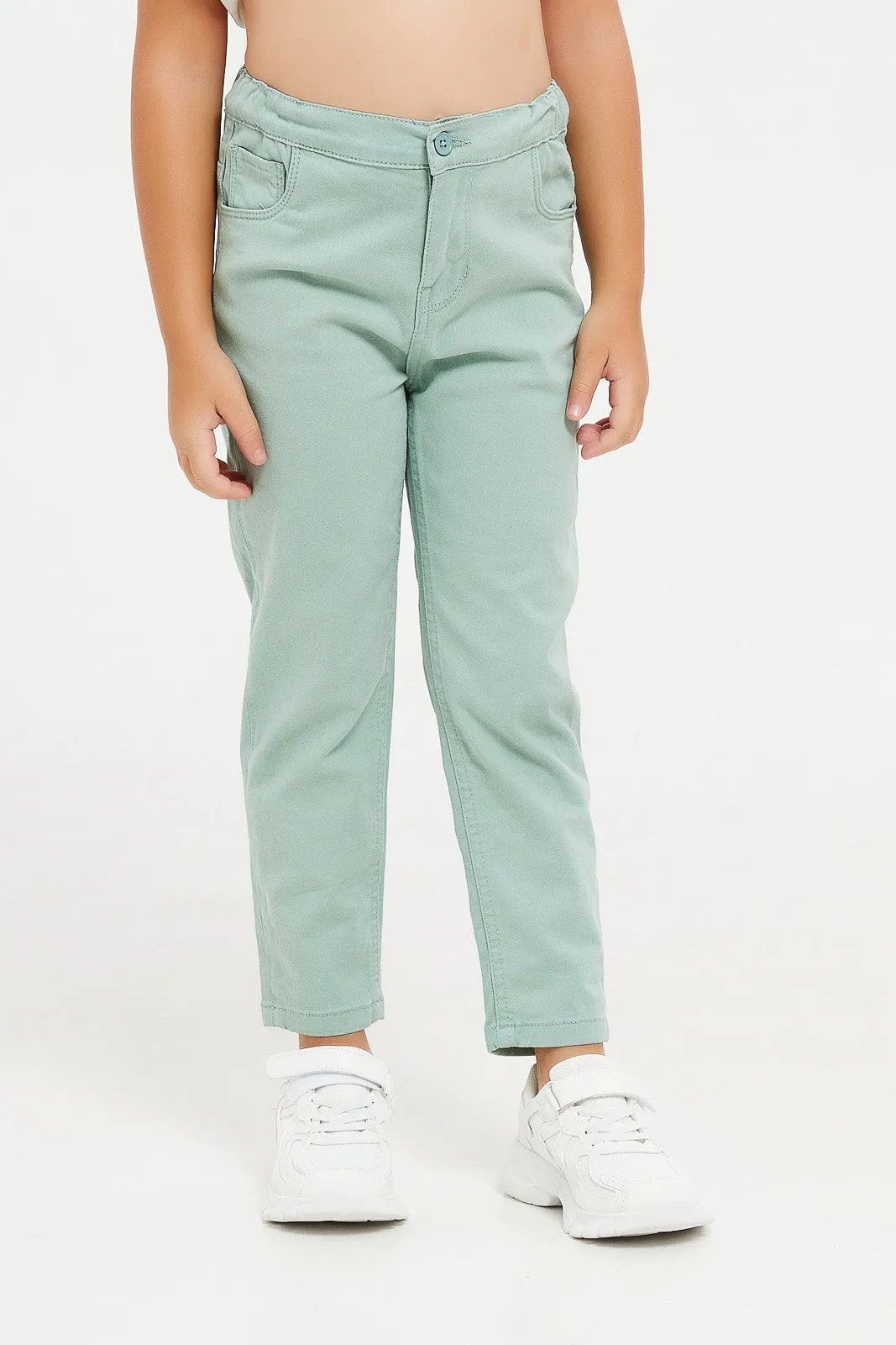 Girls Teal Plain Jogger