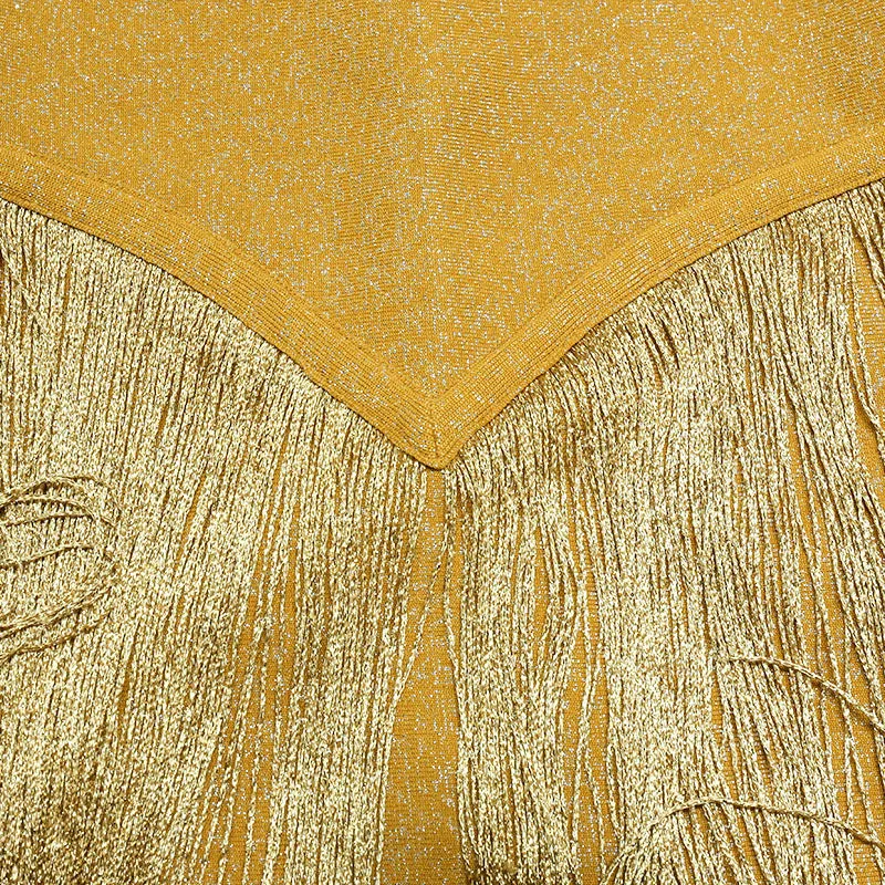 Gold Glitter Evening Dress Prom Fringe Jumpsuit