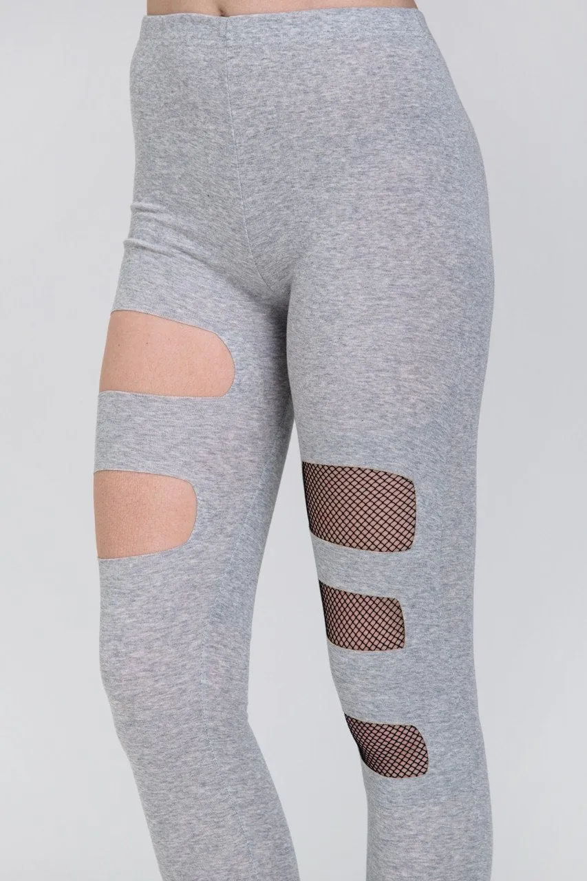Grey Fishnet Cut Out Tights