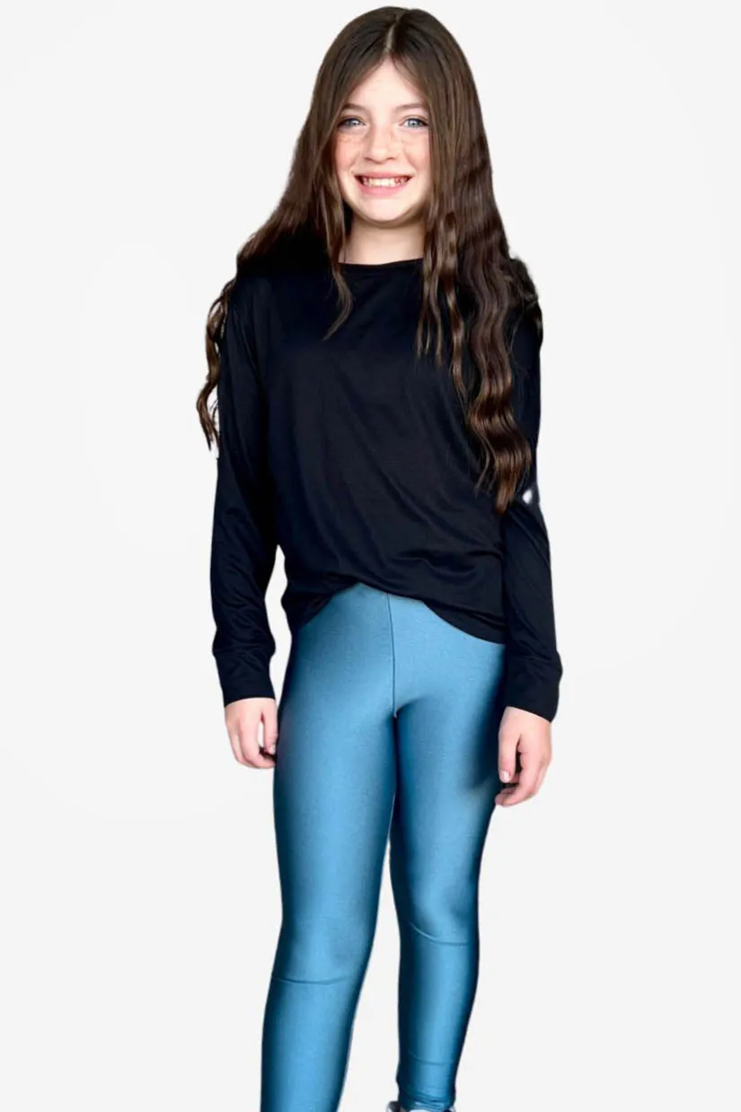 High Shine Long Legging - Blue Rain