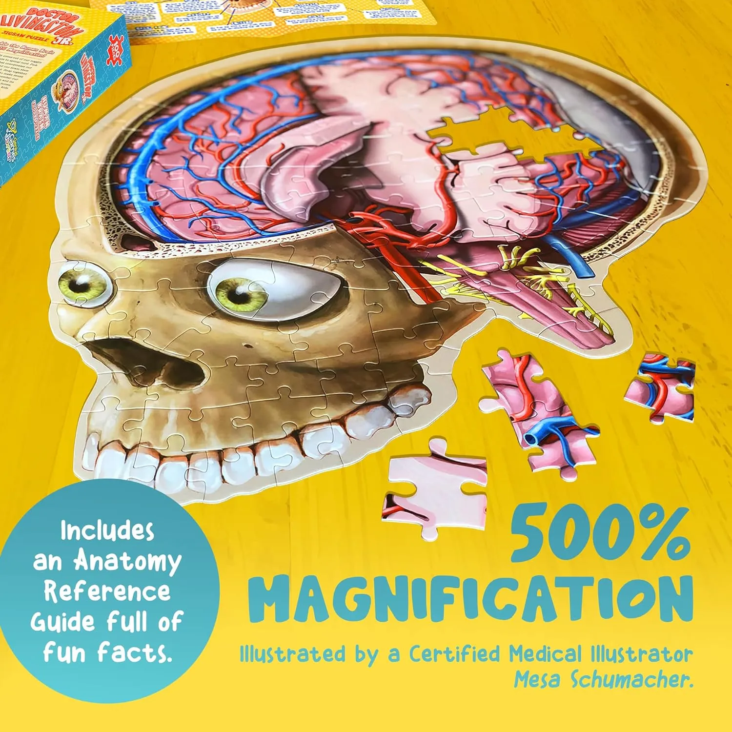 Human Brain Floor Kids Puzzle - Dr. Livingston's Unique Shaped 100 Piece Science Puzzles for Kids