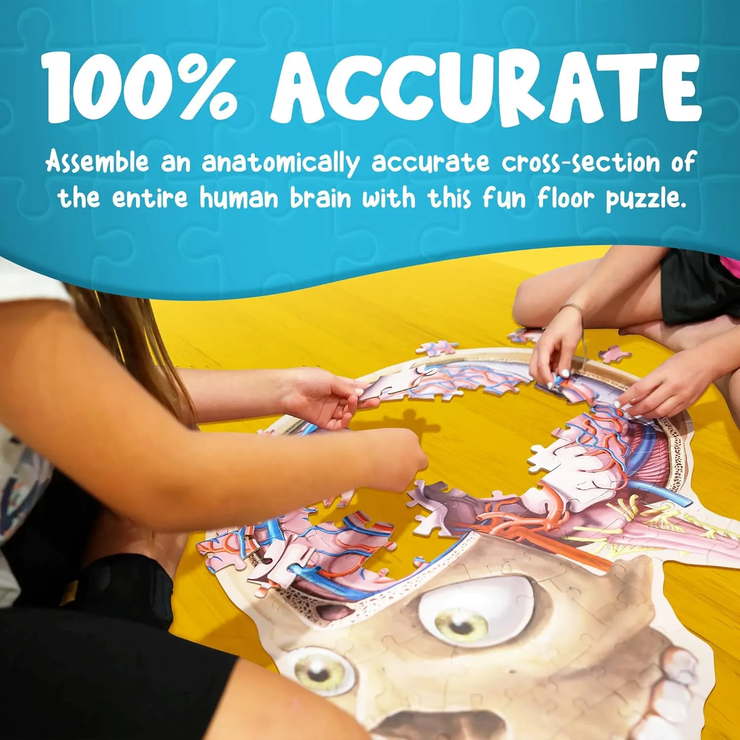 Human Brain Floor Kids Puzzle - Dr. Livingston's Unique Shaped 100 Piece Science Puzzles for Kids