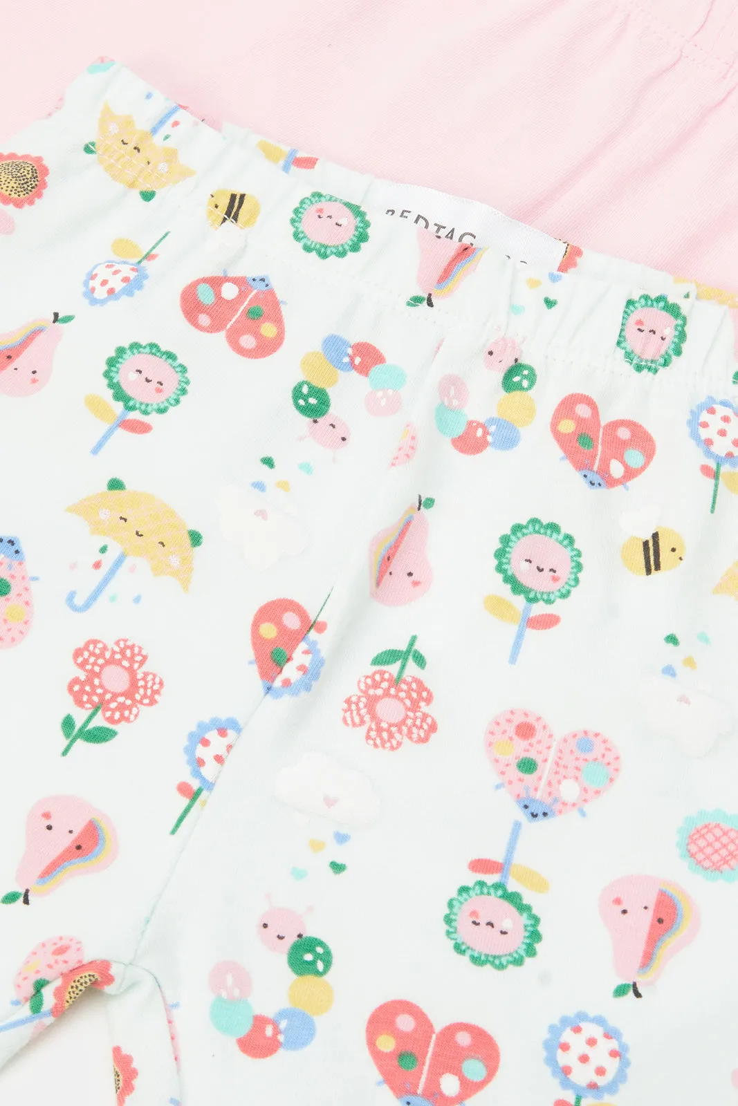 Infant Girls Pink And Mint Print Shorts (Pack of 2)