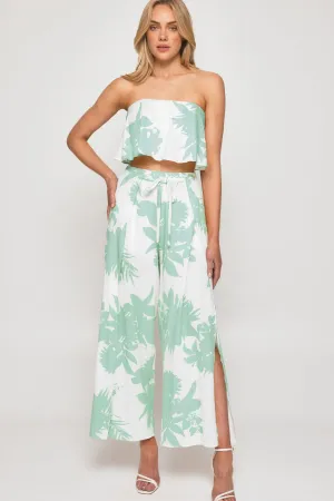 Jodie Set - Top & Pants  - White/ Mint