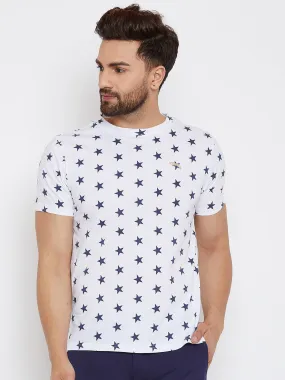 JUMP USA Men White Printed Round Neck T-Shirt