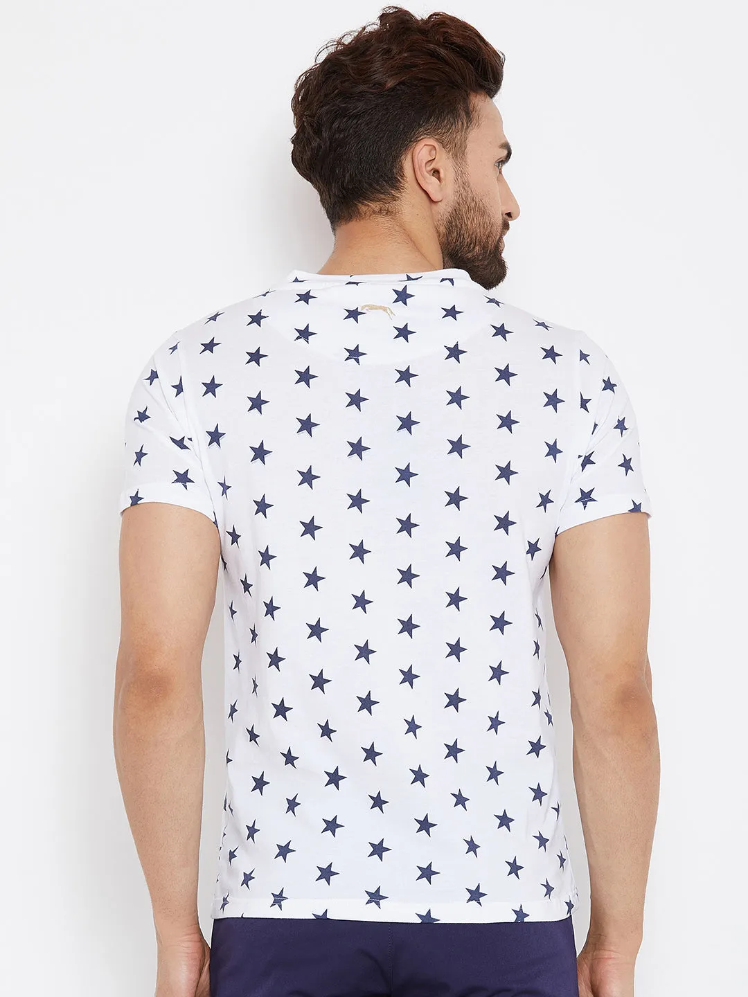 JUMP USA Men White Printed Round Neck T-Shirt