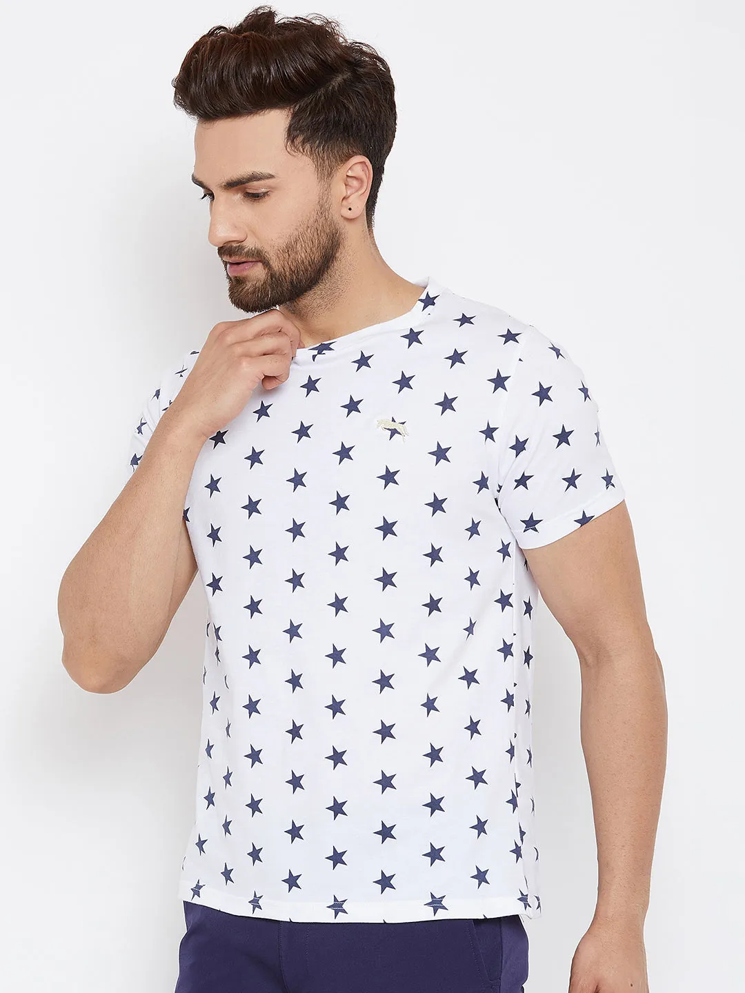 JUMP USA Men White Printed Round Neck T-Shirt