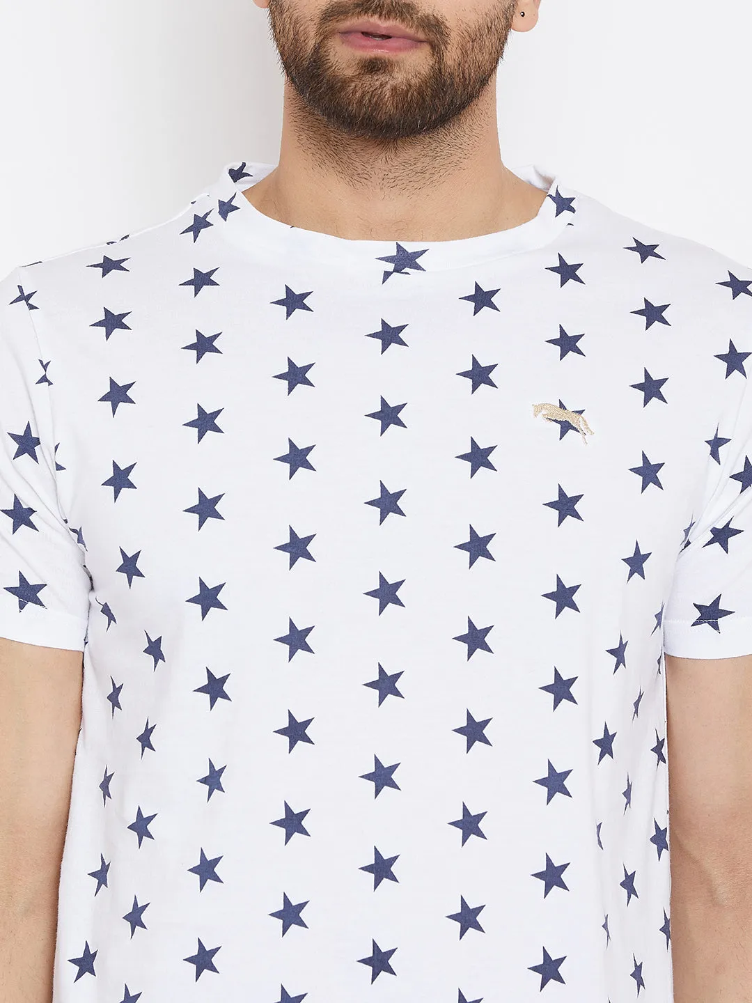 JUMP USA Men White Printed Round Neck T-Shirt