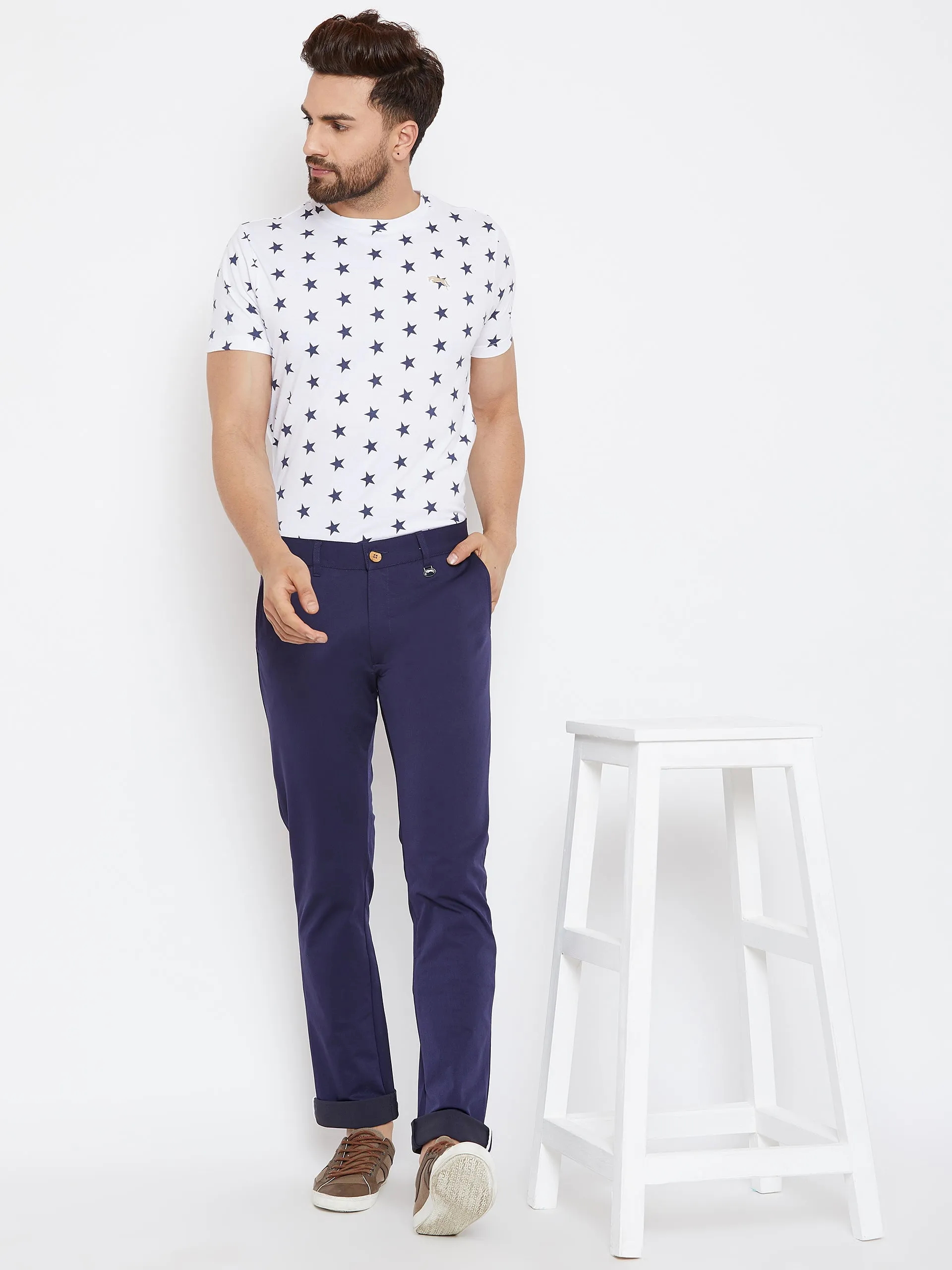 JUMP USA Men White Printed Round Neck T-Shirt