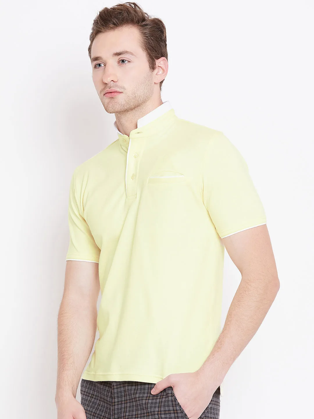 JUMP USA Men Yellow Polo T-Shirt