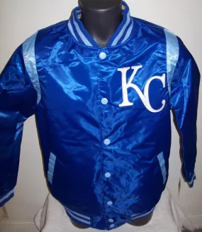 KANSAS CITY ROYALS REVERSIBLE Satin Jacket  BLUE & SILVER