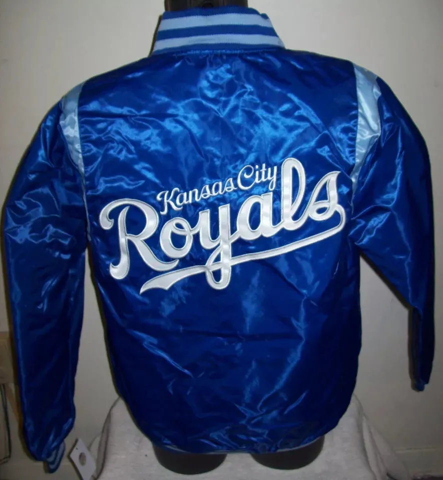 KANSAS CITY ROYALS REVERSIBLE Satin Jacket  BLUE & SILVER