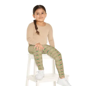 Kids Leggings (AOP) PINK FLOWER FRACTAL
