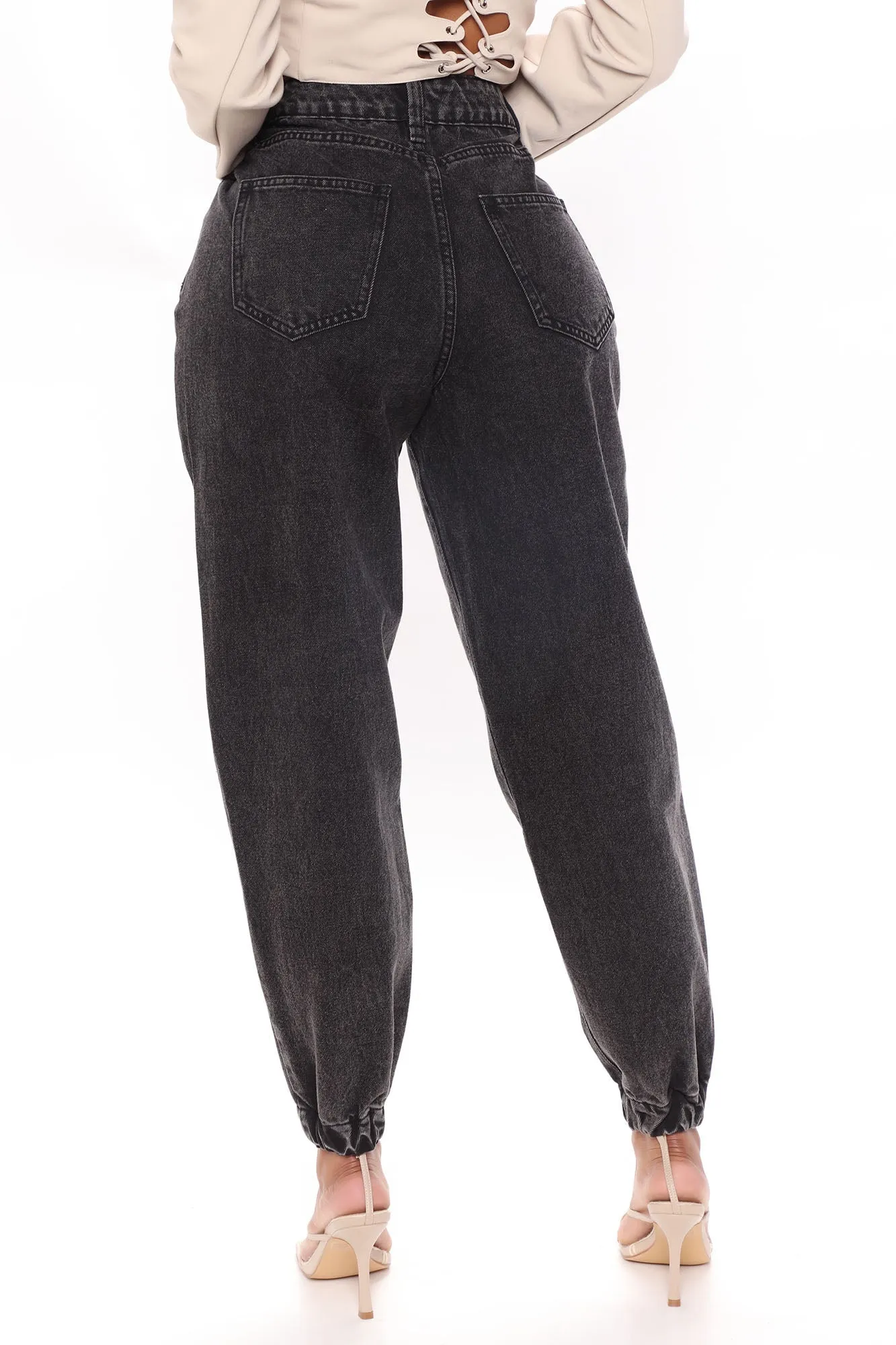KittenAlarm - Out And About Non Stretch Denim Joggers - Black