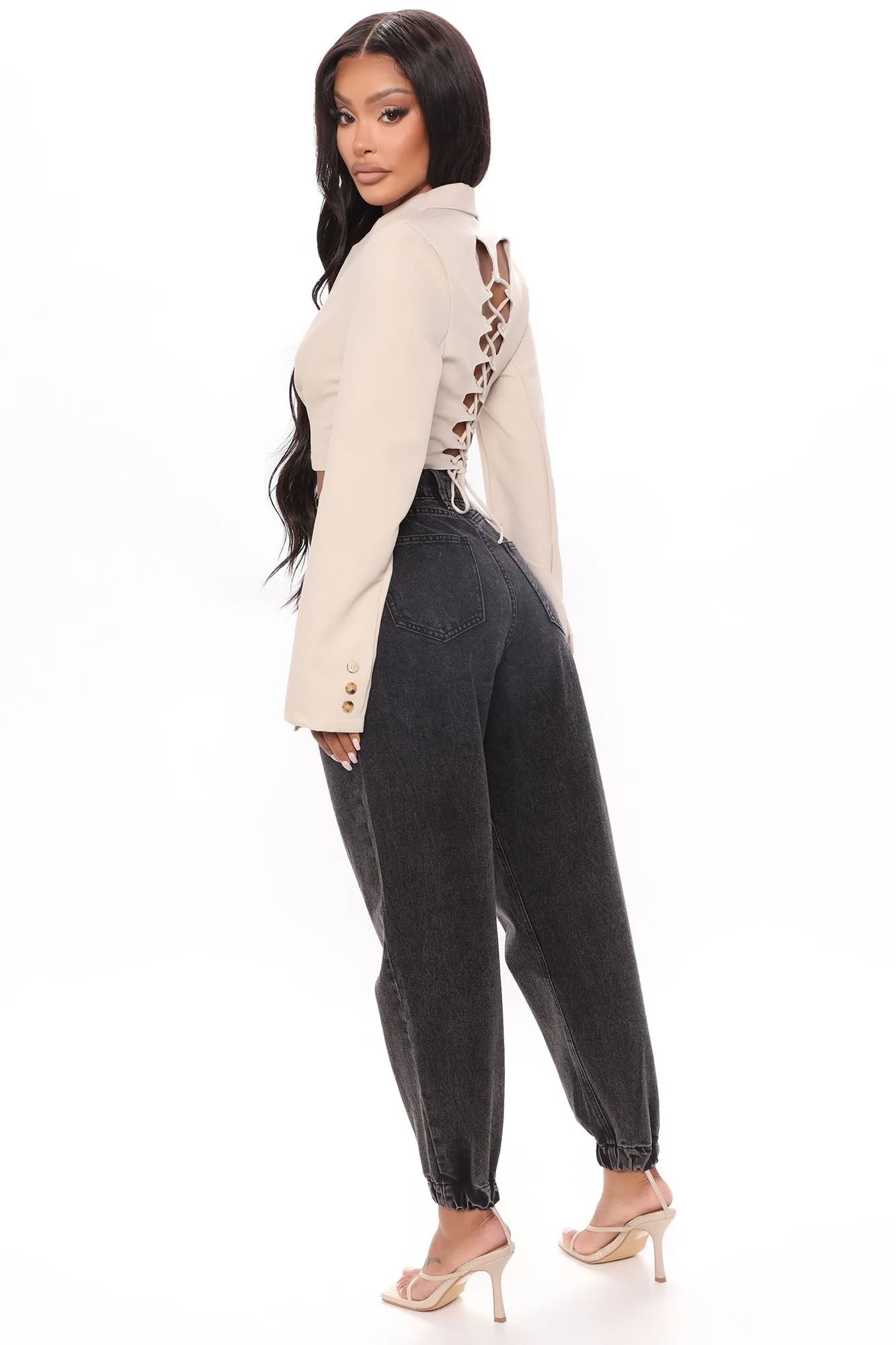 KittenAlarm - Out And About Non Stretch Denim Joggers - Black