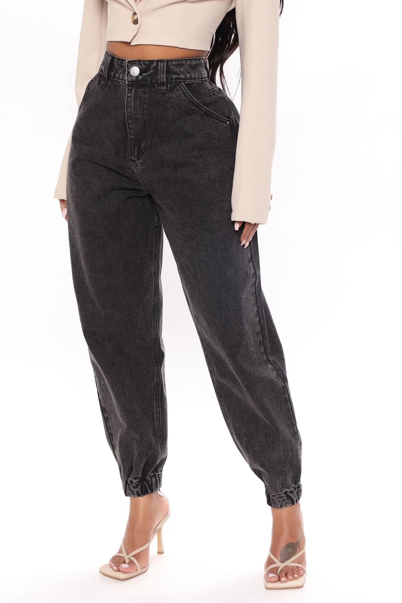 KittenAlarm - Out And About Non Stretch Denim Joggers - Black