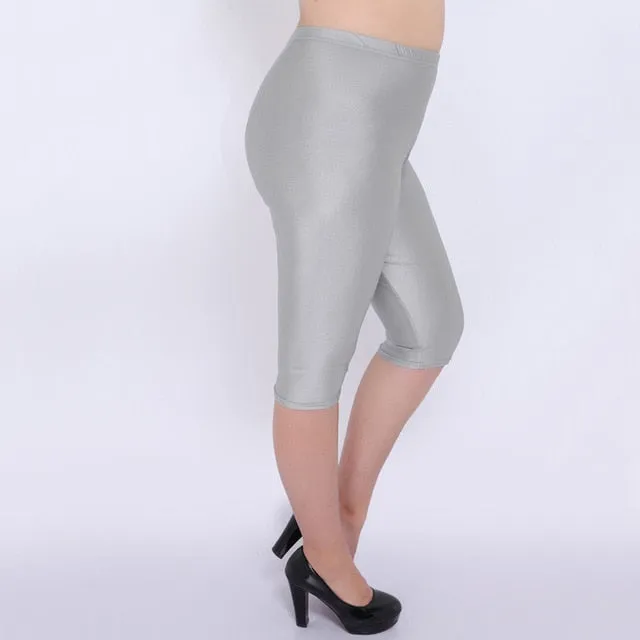 lady summer capris women large size XL 4XL pencil pant knee length stretch short pants candy color active king size pants