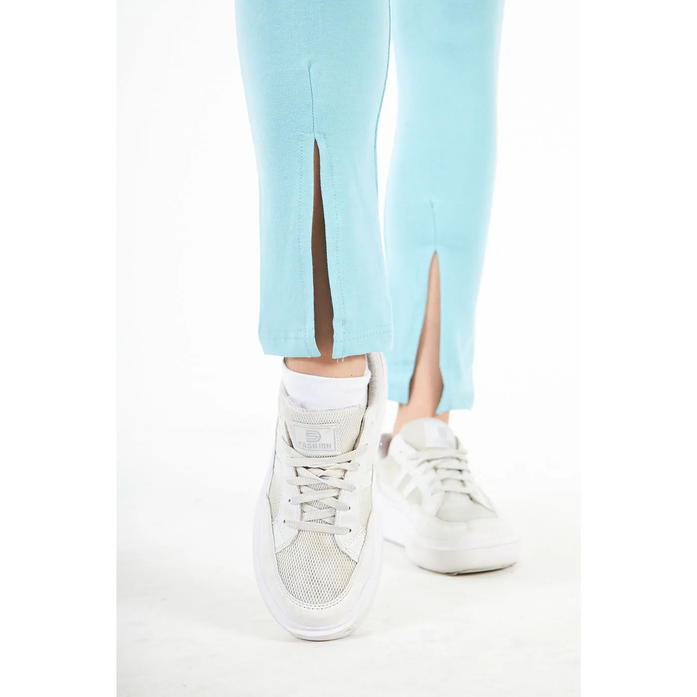Light Blue Split Hem Leggings