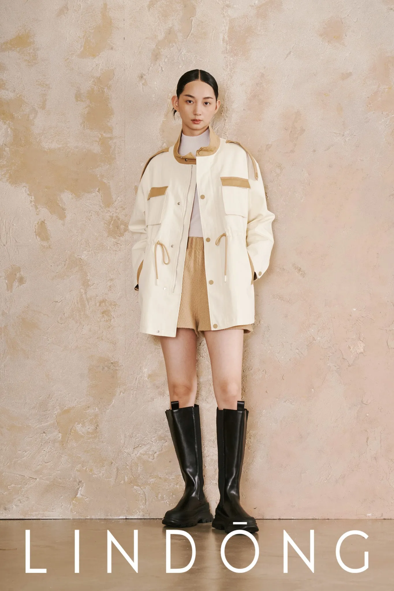 LINDONG | Calixte Colorblock Drawstring Utility Jacket