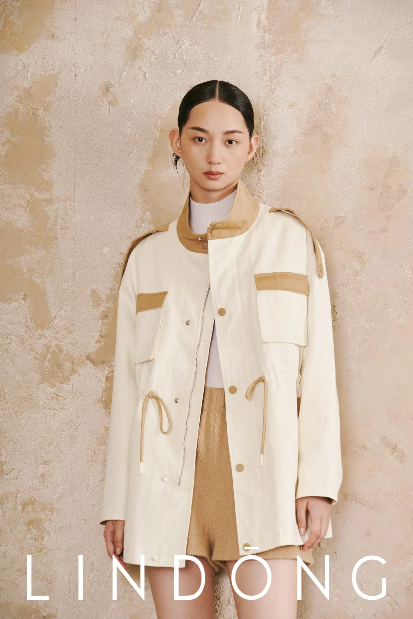 LINDONG | Calixte Colorblock Drawstring Utility Jacket
