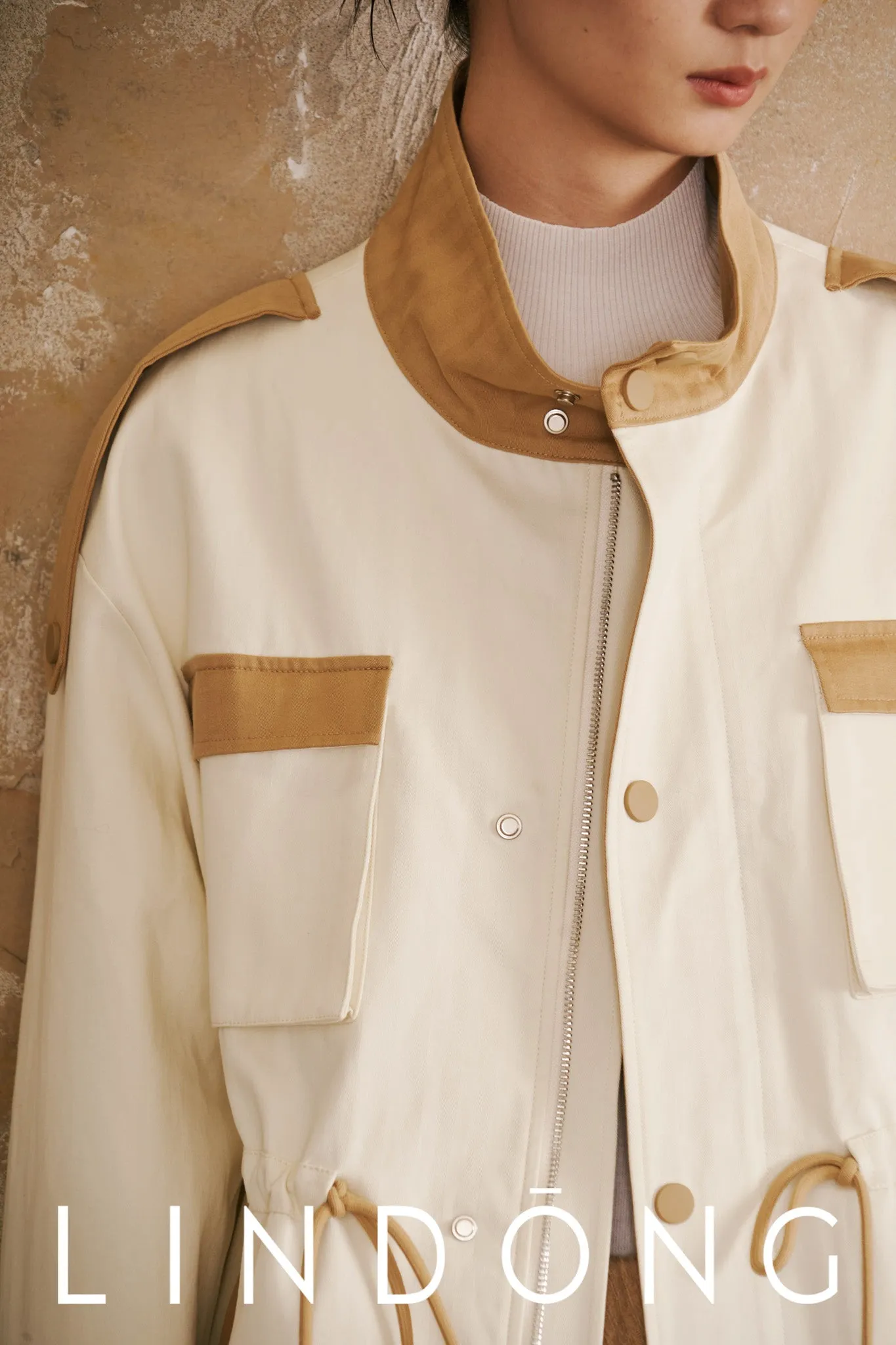 LINDONG | Calixte Colorblock Drawstring Utility Jacket