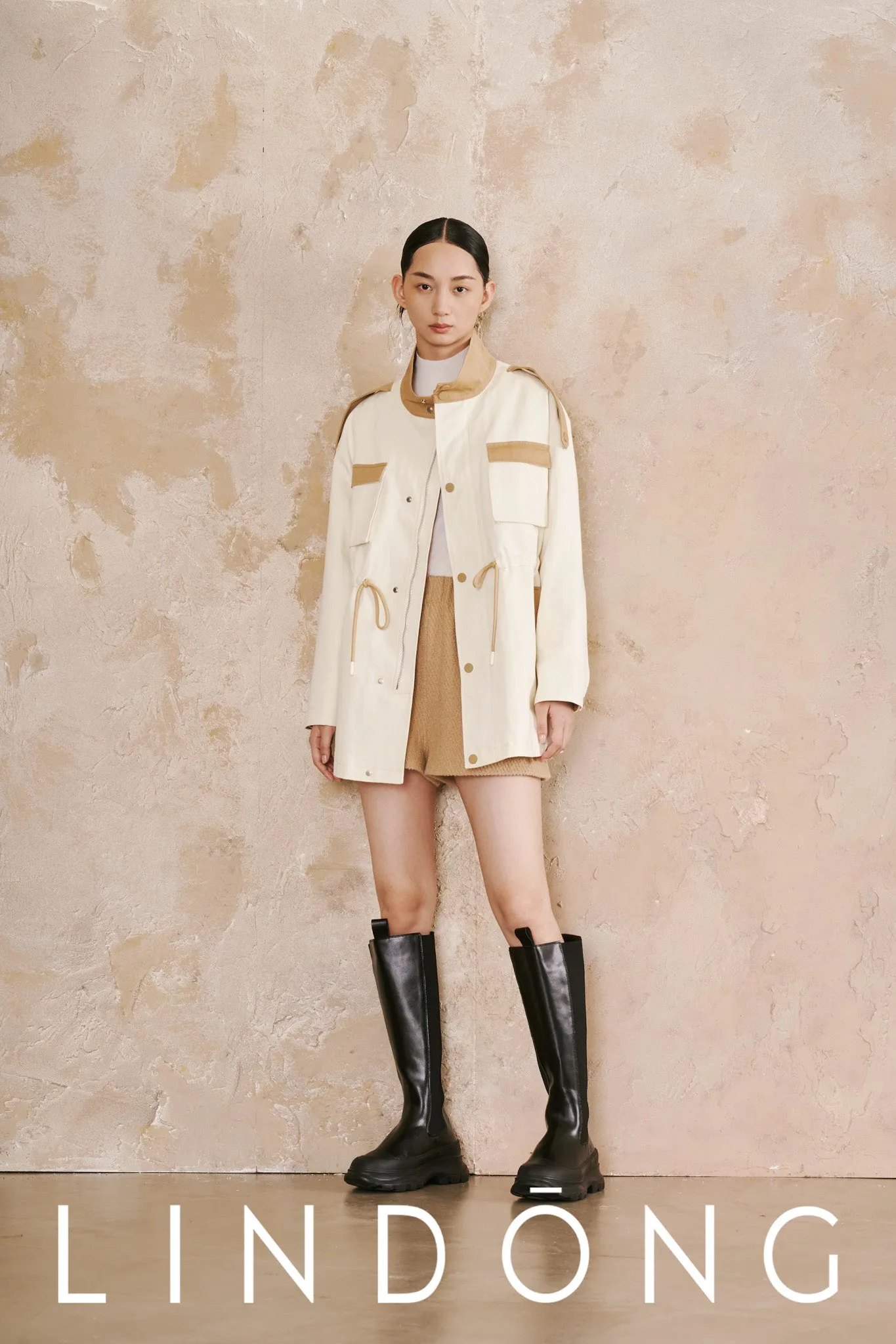 LINDONG | Calixte Colorblock Drawstring Utility Jacket