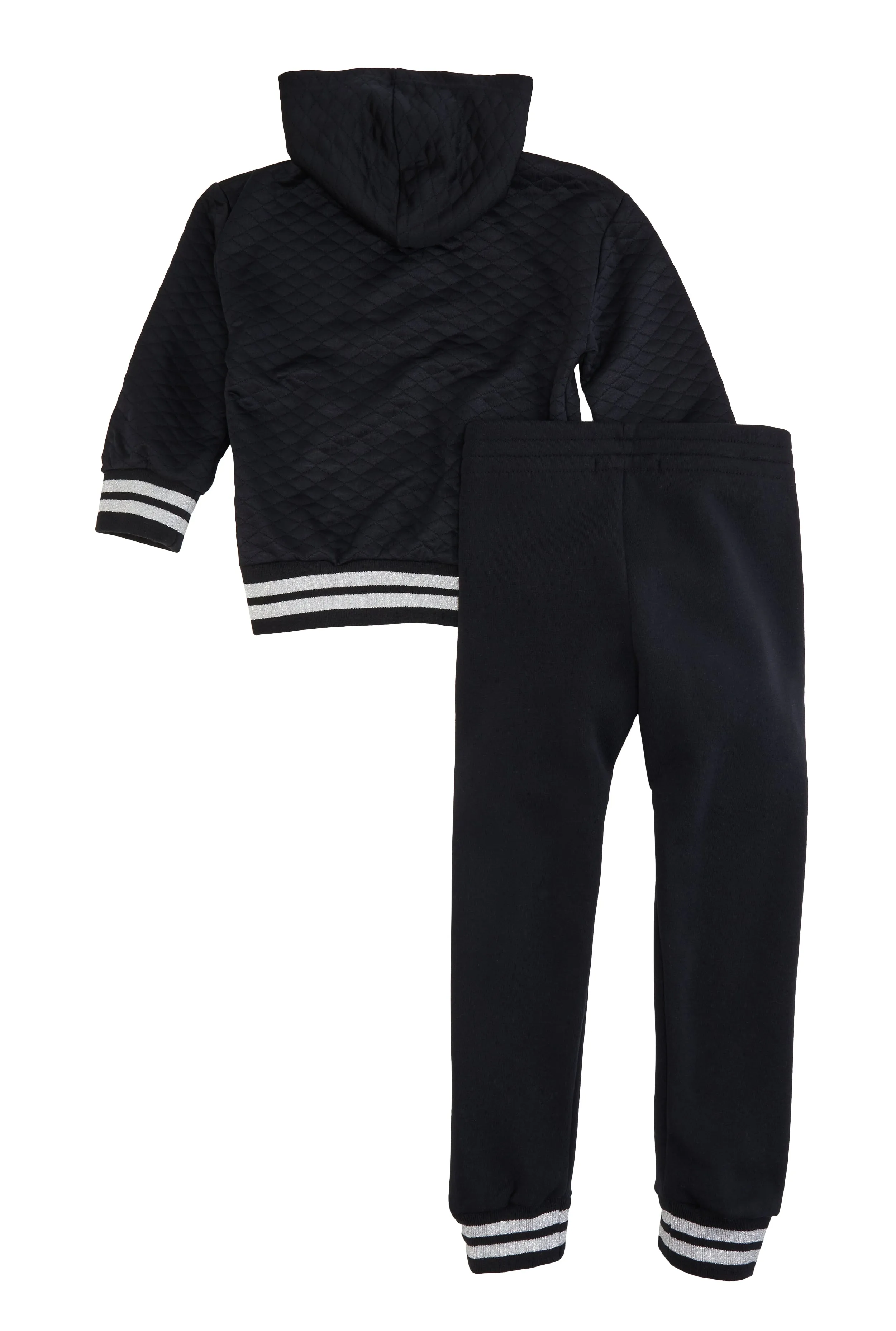 Little Girls Bear Chenille Patch Varsity Jacket and Joggers