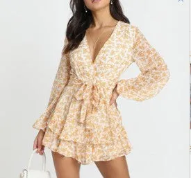 Long Sleeved V-Neck Jumpsuit