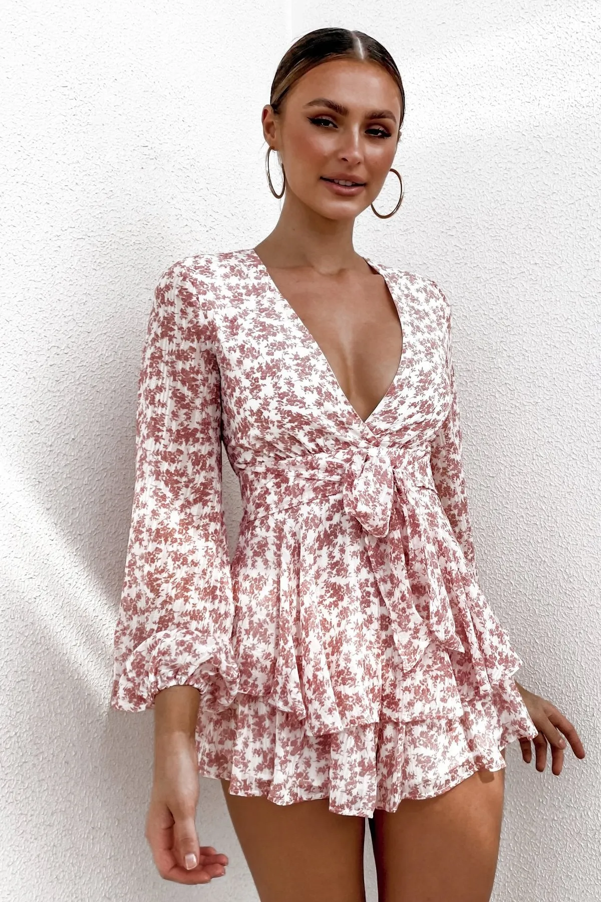 Long Sleeved V-Neck Jumpsuit