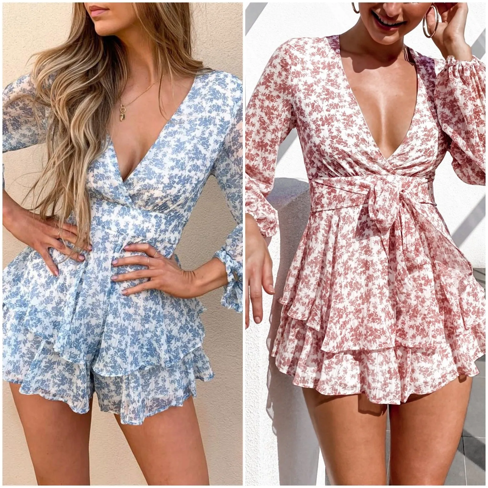 Long Sleeved V-Neck Jumpsuit