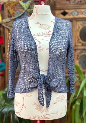 LOOSE WEAVE PETROL BLUE SHRUG / CARDIGAN