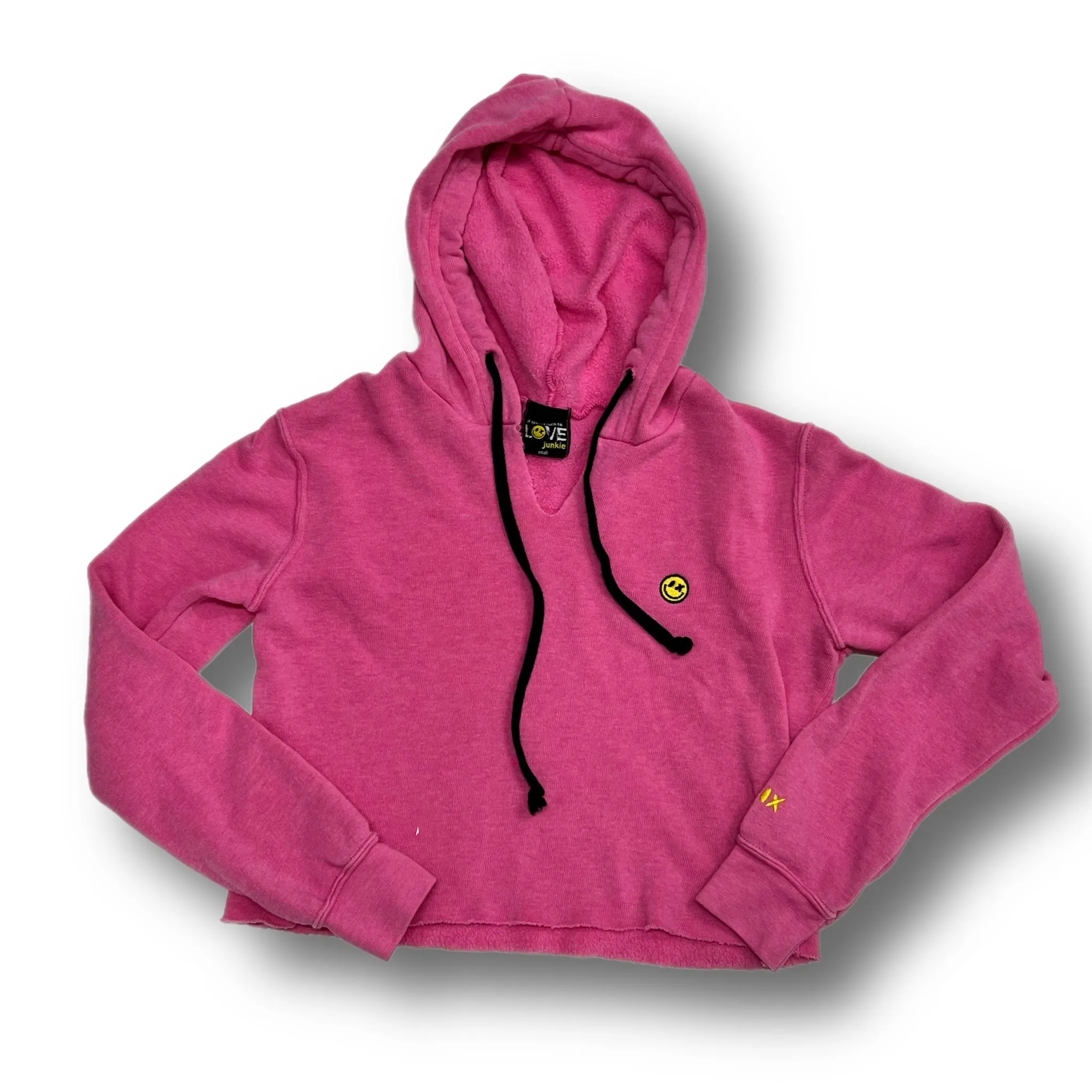 Love Junkie Small Smiley Hoodie Pullover PINK