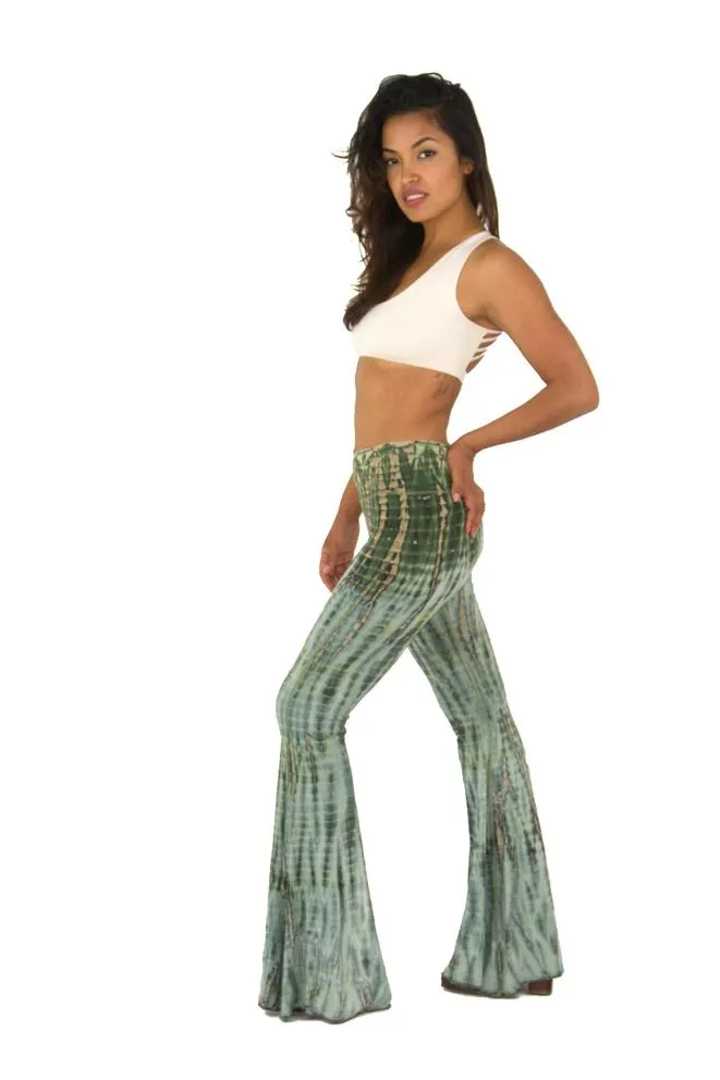 Mango pant tie dye green