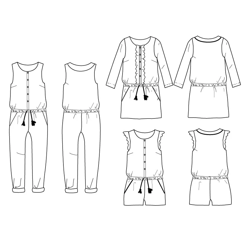 MARIEKE Jumpsuit, playsuit & dress - Girl 3/12 - Paper Sewing Pattern