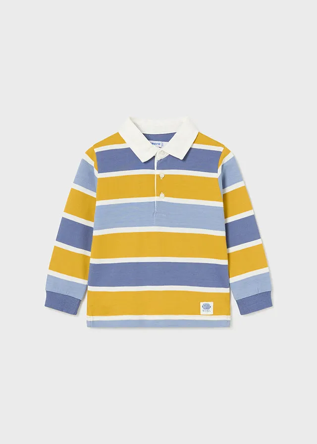 Mayoral Baby Boys Mustard And Blue Striped Polo