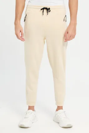 Men Beige Slim Fit Active Pants