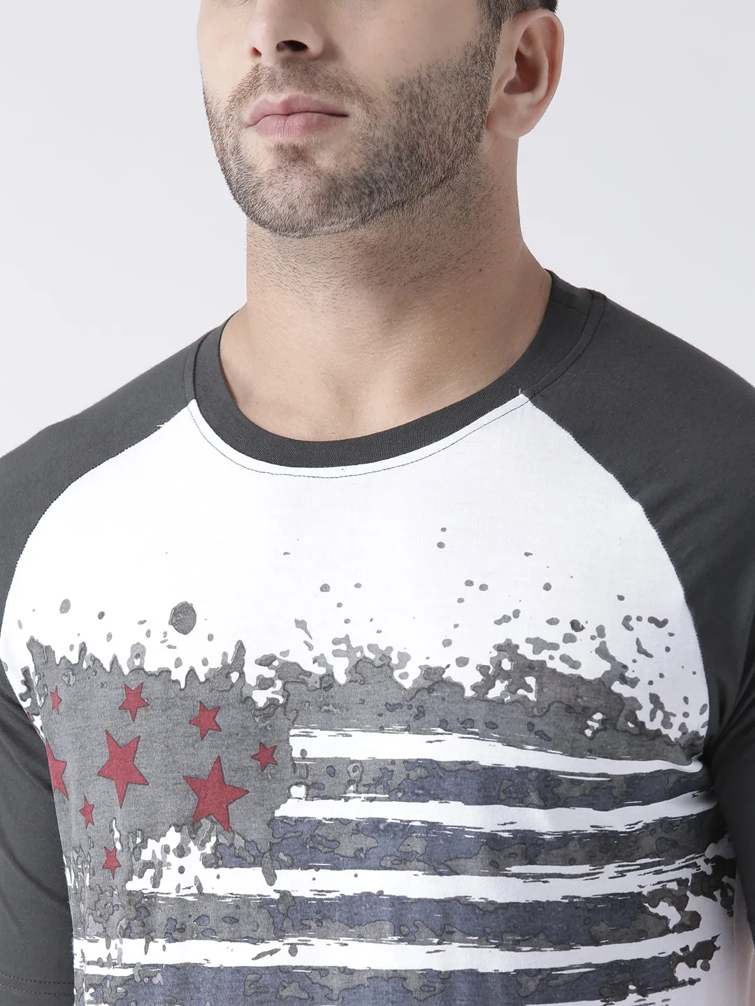 Men Casual Printed White T-shirt