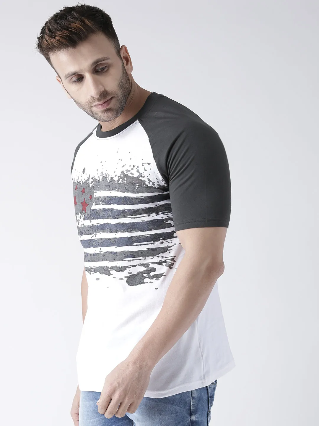 Men Casual Printed White T-shirt