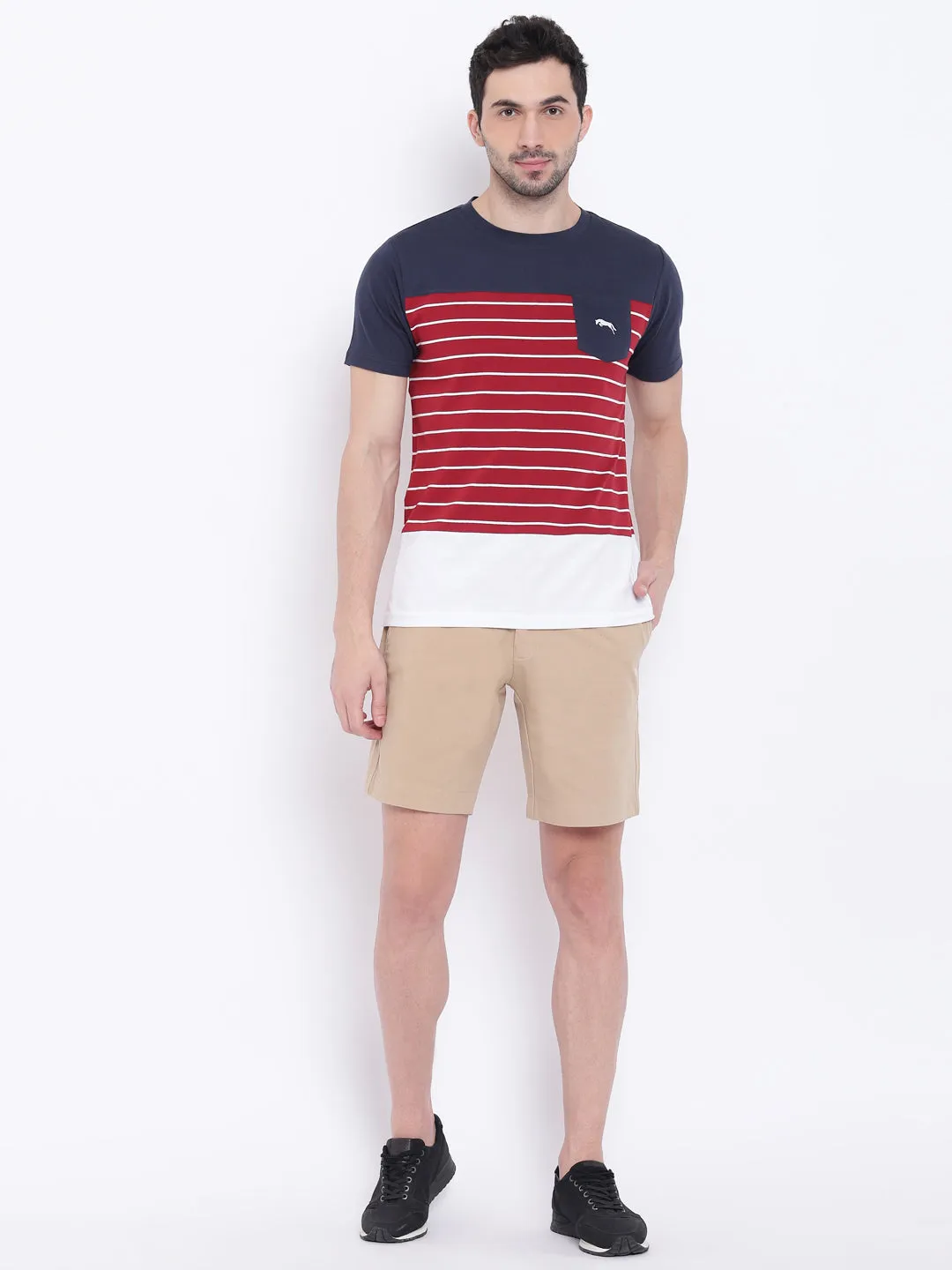 Men Casual Striped Red T-shirt