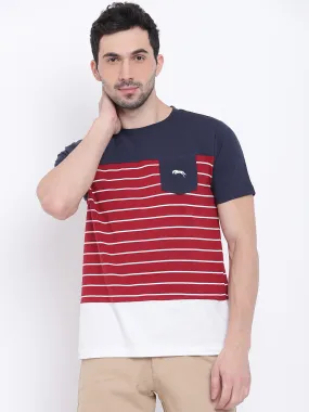 Men Casual Striped Red T-shirt